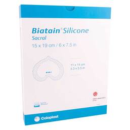 Abbildung: Biatain Silicone Schaumverband Sakrum klein 15x19 cm 5 St, Verband PZN 14237036