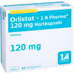 Abbildung: Orlistat-1A Pharma 120 mg Hartkapseln 84 St, Hartkapseln PZN 14237295