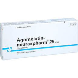 Abbildung: Agomelatin-neuraxpharm 25 mg Filmtabletten 28 St, Filmtabletten PZN 14239561