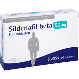 Abbildung: Sildenafil beta 50 mg Filmtabletten 4 St, Filmtabletten PZN 14242959