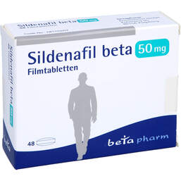 Abbildung: Sildenafil beta 50 mg Filmtabletten 48 St, Filmtabletten PZN 14242994