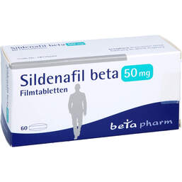 Abbildung: Sildenafil beta 50 mg Filmtabletten 60 St, Filmtabletten PZN 14243002
