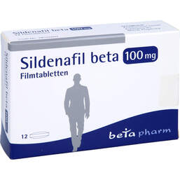 Abbildung: Sildenafil beta 100 mg Filmtabletten 12 St, Filmtabletten PZN 14243048