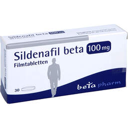 Abbildung: Sildenafil beta 100 mg Filmtabletten 30 St, Filmtabletten PZN 14243077