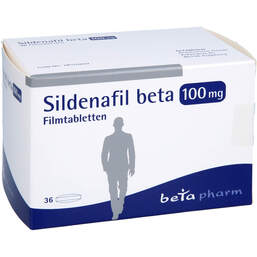 Abbildung: Sildenafil beta 100 mg Filmtabletten 36 St, Filmtabletten PZN 14243083