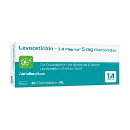 Abbildung: Levocetirizin – 1 A Pharma® 5 mg Filmtabletten Filmtabletten, 20 St PZN 14243947