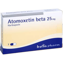 Abbildung: Atomoxetin beta 25 mg Hartkapseln 7 St, Hartkapseln PZN 14244071