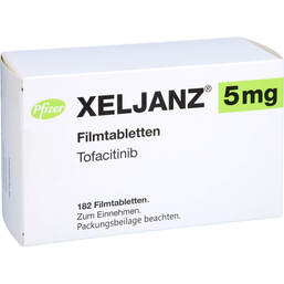 Abbildung: Xeljanz 5 mg Filmtabletten 182 St, Filmtabletten PZN 14244579
