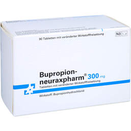 Abbildung: Bupropion-neuraxpharm 300 mg Tabletten mit verän.Wst.-Frs. 90 St, Tablette mit veränderter Wirkstofffreisetzung PZN 14251929