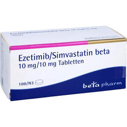 Abbildung: Ezetimib / Simvastatin beta 10 mg / 10 mg Tabletten 100 St, Tabletten PZN 14253064