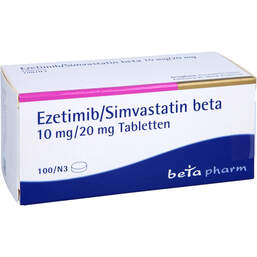 Abbildung: Ezetimib / Simvastatin beta 10 mg / 20 mg Tabletten 100 St, Tabletten PZN 14253093