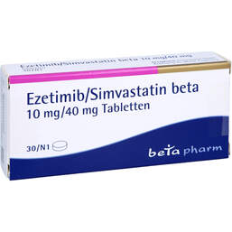 Abbildung: Ezetimib / Simvastatin beta 10 mg / 40 mg Tabletten 30 St, Tabletten PZN 14253101