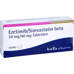 Abbildung: Ezetimib / Simvastatin beta 10 mg / 40 mg Tabletten 50 St, Tabletten PZN 14253118
