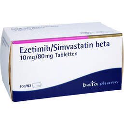 Abbildung: Ezetimib / Simvastatin beta 10 mg / 80 mg Tabletten 100 St, Tabletten PZN 14253153