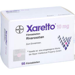 Abbildung: Xarelto 10 mg Filmtabletten 98 St, Filmtabletten PZN 14254247