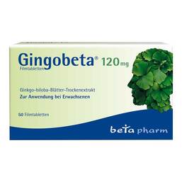 Abbildung: Gingobeta® 120 mg Filmtabletten Filmtabletten, 50 St PZN 14259701