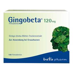 Abbildung: Gingobeta® 120 mg Filmtabletten Filmtabletten, 100 St PZN 14259718