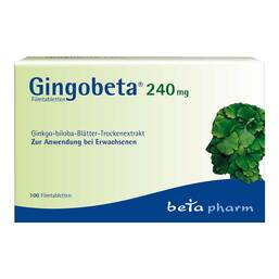 Abbildung: Gingobeta 240 mg Filmtabletten Filmtabletten, 100 St PZN 14259730