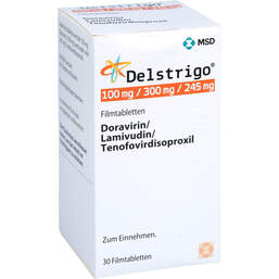 Abbildung: Delstrigo 100 mg / 300 mg / 245 mg Filmtabletten 30 St, Filmtabletten PZN 14260621