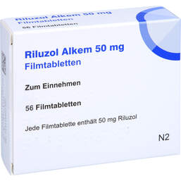Abbildung: Riluzol Alkem 50 mg Filmtabletten 56 St, Filmtabletten PZN 14261388