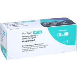 Abbildung: Tremfya 100 mg Injektionslösung in einem Fertigpen 1 St, Injektionslösung PZN 14261684