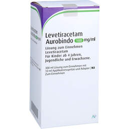 Abbildung: Levetiracetam Aurobindo 100 mg / ml Lösung zum Einnehmen 10 ml 300 ml, Lösung zum Einnehmen PZN 14262324