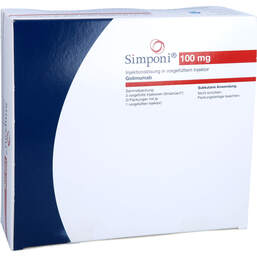 Abbildung: Simponi 100 mg Injektionslösung in vorgef.Injektor 3X1 St, Injektionslösung PZN 14264518