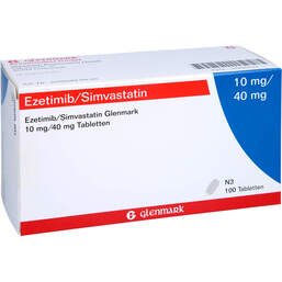 Abbildung: Ezetimib / Simvastatin Glenmark 10 mg / 40 mg Tabletten  100 St, Tabletten PZN 14266233