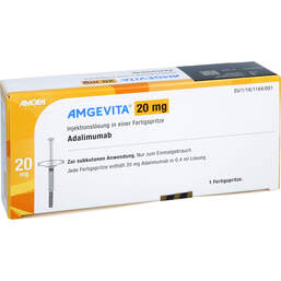 Abbildung: Amgevita 20 mg / 0,4 ml Injektionslösung in einer Fertigspritze 1 St, Injektionslösung PZN 14269013