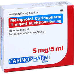 Abbildung: Metoprolol Carinopharm 1 mg / ml Injektionslösung 5 St, Injektionslösung PZN 14272133
