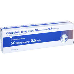 Abbildung: Calcipotriol comp Hexal 50 µg / g + 0,5 mg / g Salbe 60 g, Salbe PZN 14276674