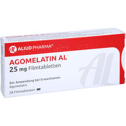 Abbildung: Agomelatin AL 25 mg Filmtabletten 28 St, Filmtabletten PZN 14286419
