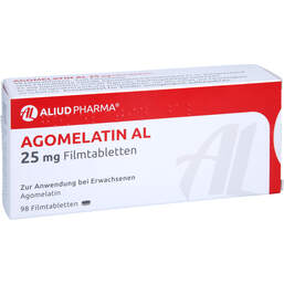 Abbildung: Agomelatin AL 25 mg Filmtabletten 98 St, Filmtabletten PZN 14286431
