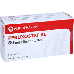 Abbildung: Febuxostat AL 80 mg Filmtabletten 84 St, Filmtabletten PZN 14286460