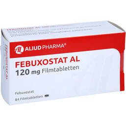 Abbildung: Febuxostat AL 120 mg Filmtabletten 84 St, Filmtabletten PZN 14286508