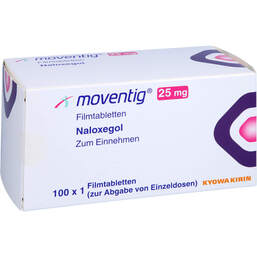 Abbildung: Moventig 25 mg Filmtabletten 100 St, Filmtabletten PZN 14287896