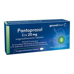 Abbildung: Pantoprazol Eris 20 mg magensaftresistent Tabletten 14 St, Tabletten magensaftresistent PZN 14289464