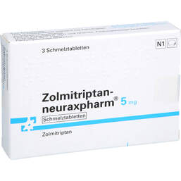 Abbildung: Zolmitriptan-neuraxpharm 5 mg Schmelztabletten 3 St, Schmelztabletten PZN 14290036