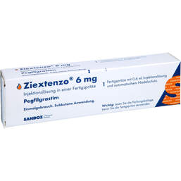 Abbildung: Ziextenzo 6 mg Injektionslösung Fertigspritze mit autom.Nadels. 1 St, Injektionslösung PZN 14292615