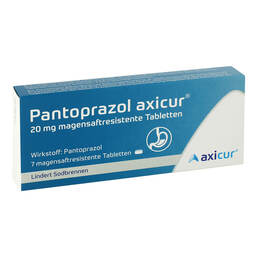 Abbildung: Pantoprazol axicur 20 mg magensaftresistent Tabletten Tabletten magensaftresistent, 7 St PZN 14293460