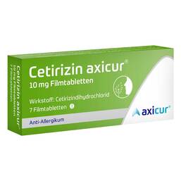 Abbildung: Cetirizin axicur® 10 mg Filmtabletten Filmtabletten, 7 St PZN 14293483