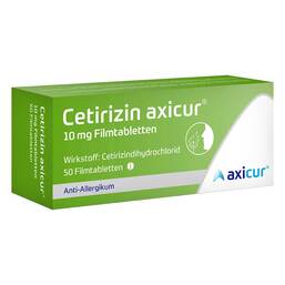 Abbildung: Cetirizin axicur 10 mg Filmtabletten Filmtabletten, 50 St PZN 14293514