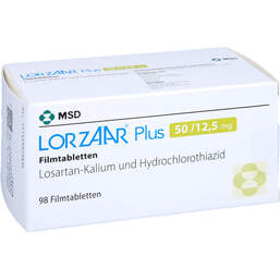 Abbildung: Lorzaar plus 50 / 12,5 mg Filmtabletten 98 St, Filmtabletten PZN 14293738