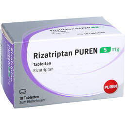 Abbildung: Rizatriptan Puren 5 mg Tabletten 18 St, Tabletten PZN 14299095