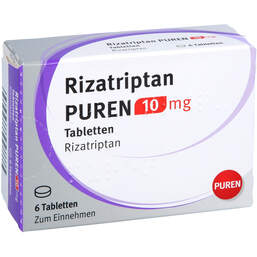 Abbildung: Rizatriptan Puren 10 mg Tabletten 6 St, Tabletten PZN 14299126