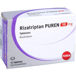 Abbildung: Rizatriptan Puren 10 mg Tabletten 12 St, Tabletten PZN 14299132
