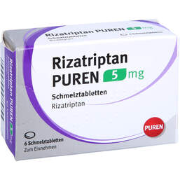 Abbildung: Rizatriptan Puren 5 mg Schmelztabletten 6 St, Schmelztabletten PZN 14299178