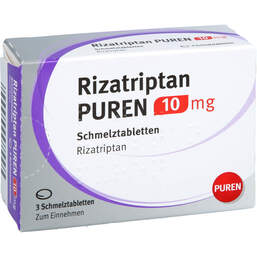 Abbildung: Rizatriptan Puren 10 mg Schmelztabletten 3 St, Schmelztabletten PZN 14299190