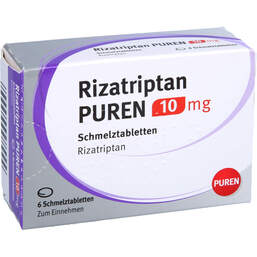 Abbildung: Rizatriptan Puren 10 mg Schmelztabletten 6 St, Schmelztabletten PZN 14299215