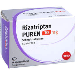 Abbildung: Rizatriptan Puren 10 mg Schmelztabletten 18 St, Schmelztabletten PZN 14299238